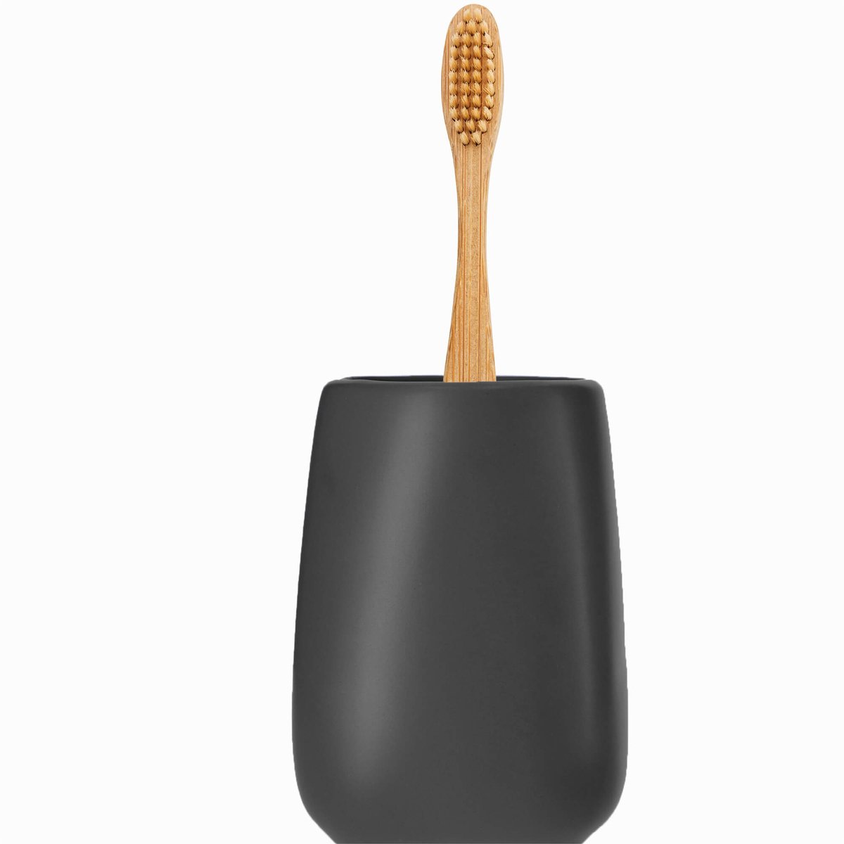 Badkamerbeker, ringbeker van keramiek, badkamercup, ringhouder voor badkamer, ring, tandenborstel, tandpasta, opslag, waterbeker, mat, beker (antraciet)