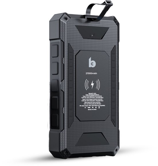 Banky 35W Solar Powerbank 27000mAh Draadloos Zwart - Banky - €44,95