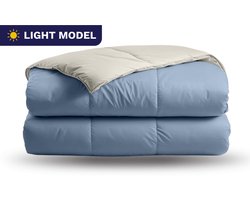 Zelesta Deluxe Duo Light - Dream Blue & Cream 200x200 - Zomerdekbed zonder overtrek - Katoenen dekbed - Dekbed met vaste hoes - Hoesloos dekbed