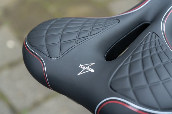 Voltano Zen Fietszadel Met Antislip Gelpads - Zwart / Rood - Uitsparing - Inclusief Zadelstrop - Unisex