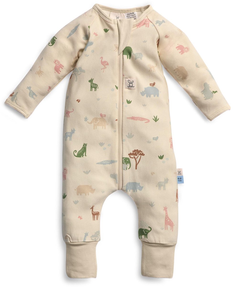 ergoPouch Babypyjama - Baby pyjama - 1,0 Tog - Pyjama jongens - Pyjama meisjes - 3-6 maand - Savannah