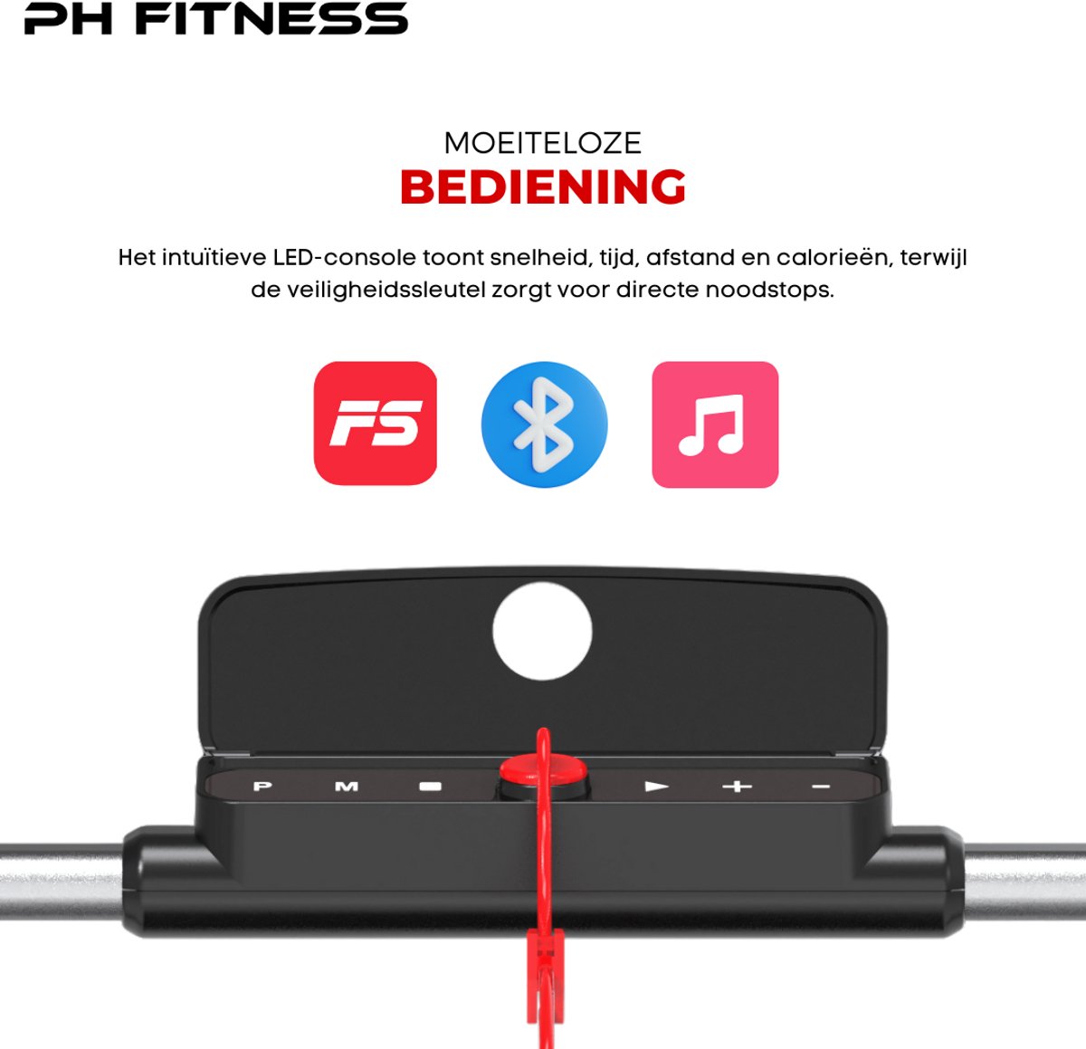 Afbeelding 2 van PH Fitness Loopband WP-400 – Stille Wandelband - Opvouwbare Treadmill voor Thuis – 1.5PK Motor – Bluetooth App – 130KG – 12 Programma’s – Afstandsbediening – Veiligheidssleutel