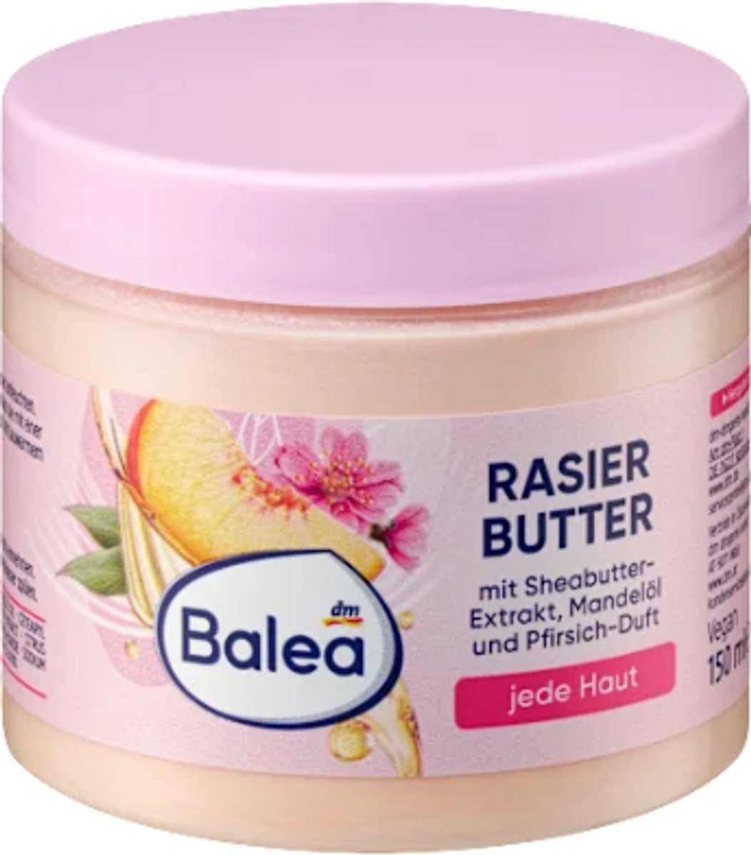 Balea Scheerboter - Scheergel | 1x 150 ml - Perzik - Met sheaboterextract | Hydraterende scheerboter in pot