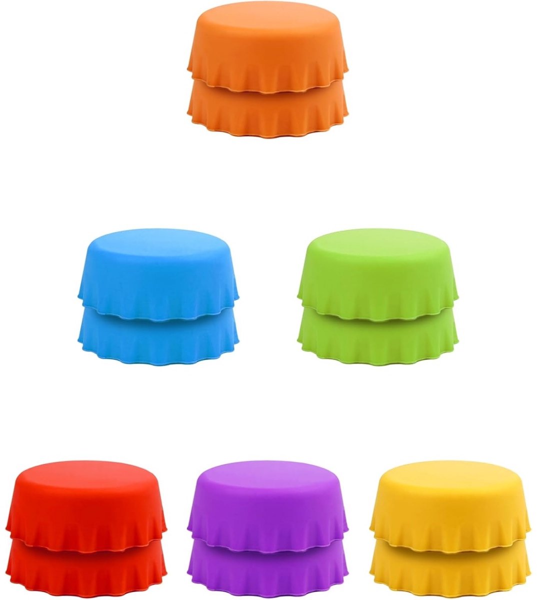 EXCITAT Flessenstoppers - Siliconen Flessenstoppers - Gekleurde Flessenstoppers - Flessendopsluitingen - Herbruikbaar - geschikt voor Bier, Glazen Flessendoppen - 12 stuks - 6 kleuren