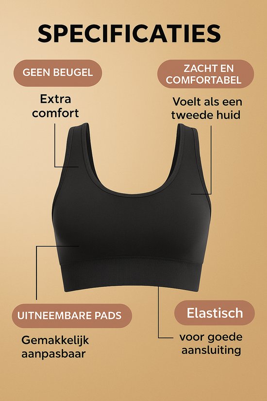 Gym Revolution - Soutien-gorge de sport - Soutien-gorge de Sport femme - Haut de sport femme - Haut de Soutien-gorge de sport de sport femme - Haut de sport femme - Vêtements de sport femme - Zwart taille L