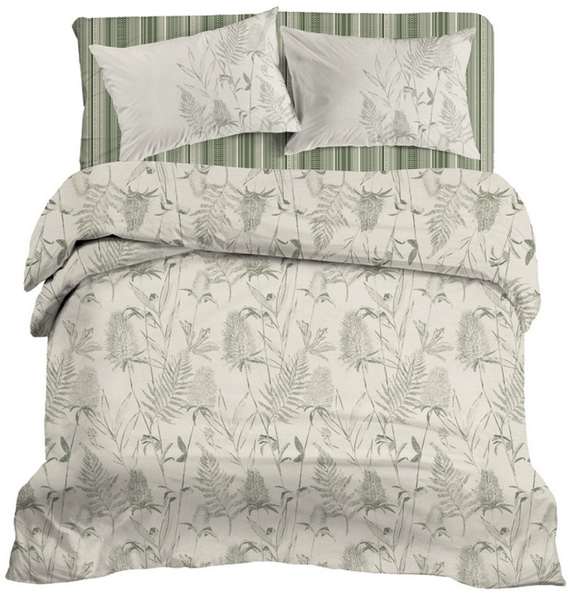 LINNICK Dekbedovertrek katoen Renforcé Tuva - green - 240x200/220cm - lits jumeaux