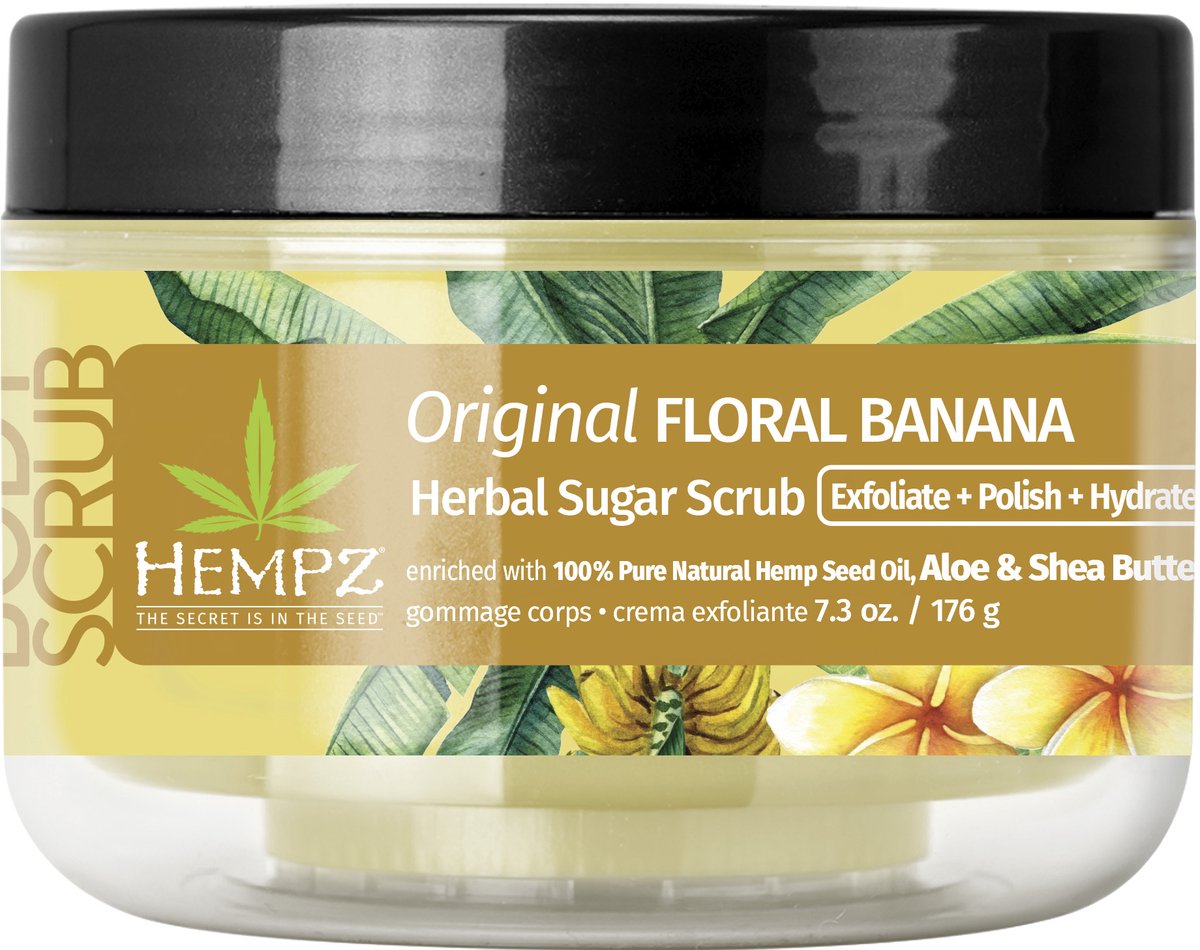 Hempz Original Floral Banana Herbal Sugar Scrub 176 g - Body Scrub Lichaam en Gezicht - Bodyscrub voor Dames en Heren - Bloemen Banaan