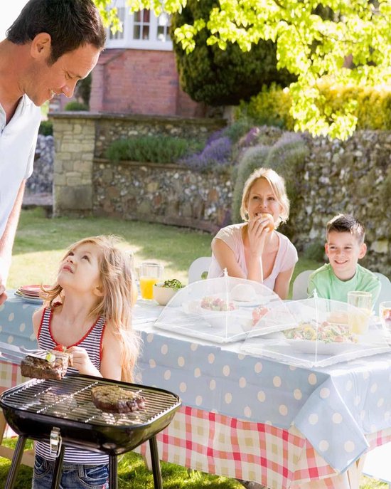 4x Vliegenkap - 17x17 Inch - Vliegenhoes - Voedselhoezen - Witte Nylon Hoezen - Opvouwbaar en Herbruikbaar - Pop-up Paraplu Nettent - Insectenbescherming - Geschikt voor Picknicks, Barbecues en Feesten - Wit van Merkloos — afbeelding 3
