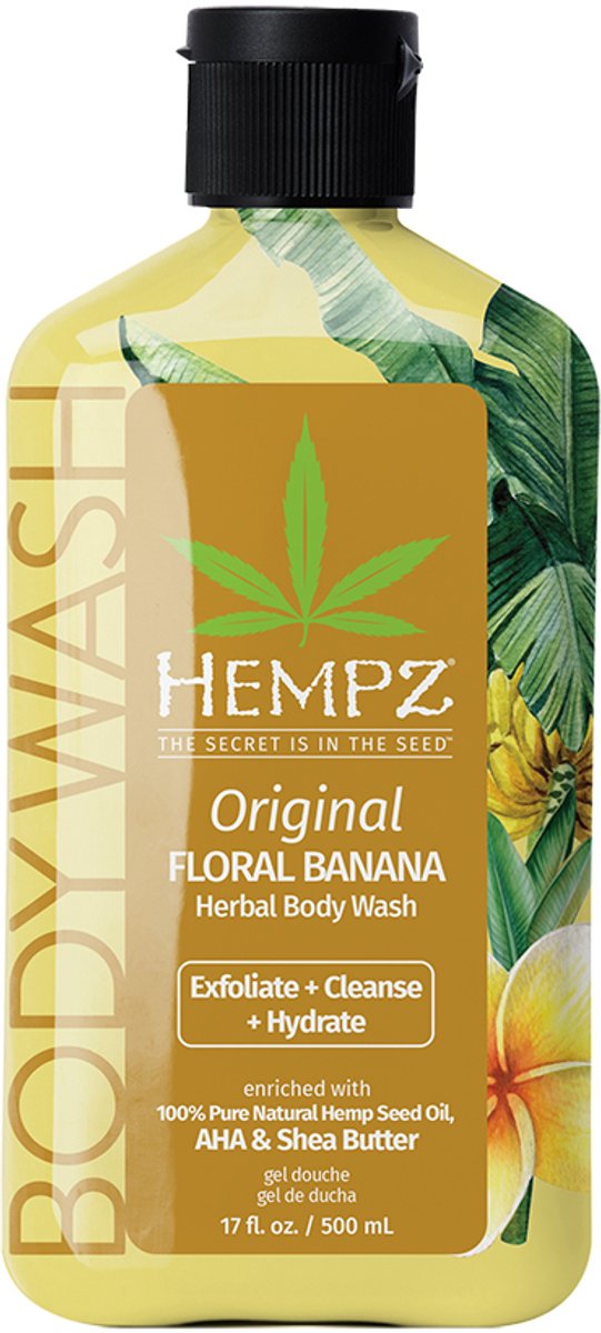 Hempz Original Floral Banana Herbal Body Wash 500 ml - Bodywash Shower Gel - Douchegel voor Dames en Heren - Bloemen Banaan