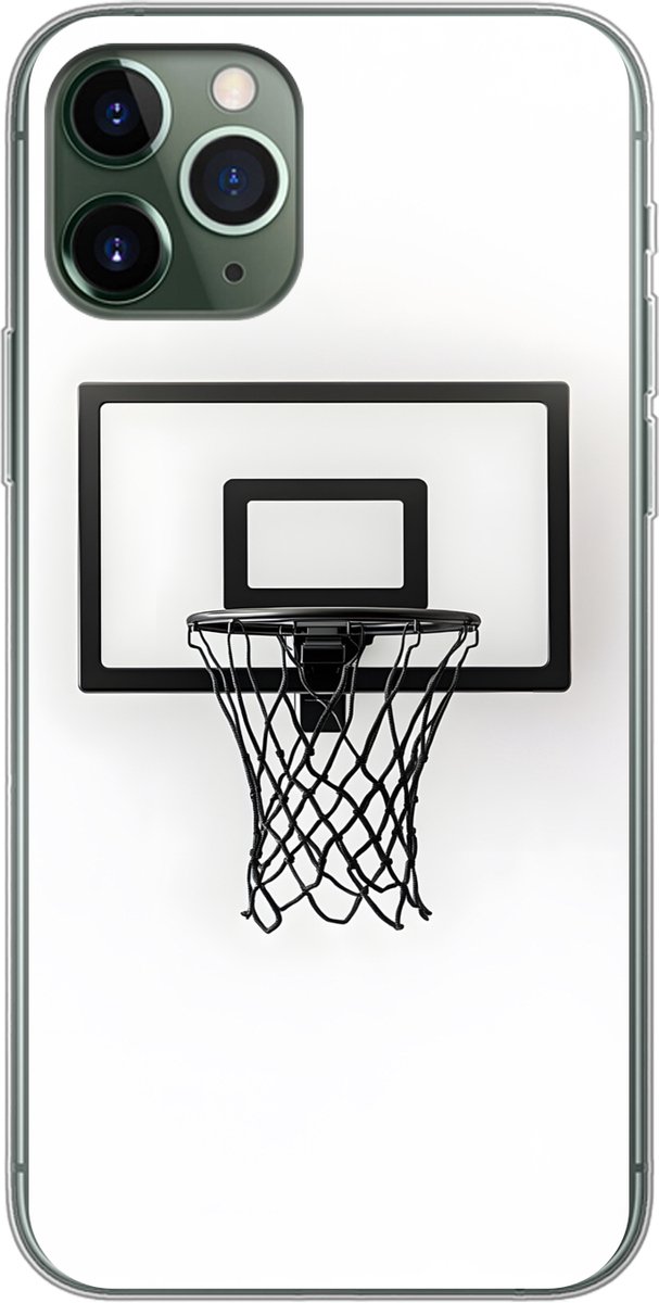 Telefoonhoesje Geschikt voor iPhone 11 Pro hoesje - Basketbalbord - Minimalistisch - Zwart - Siliconen Telefoonhoesje Telefoonhoesje