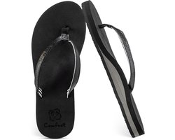 Slippers Dames - Sandalen - Zwart - Maat 40 - Comfeet