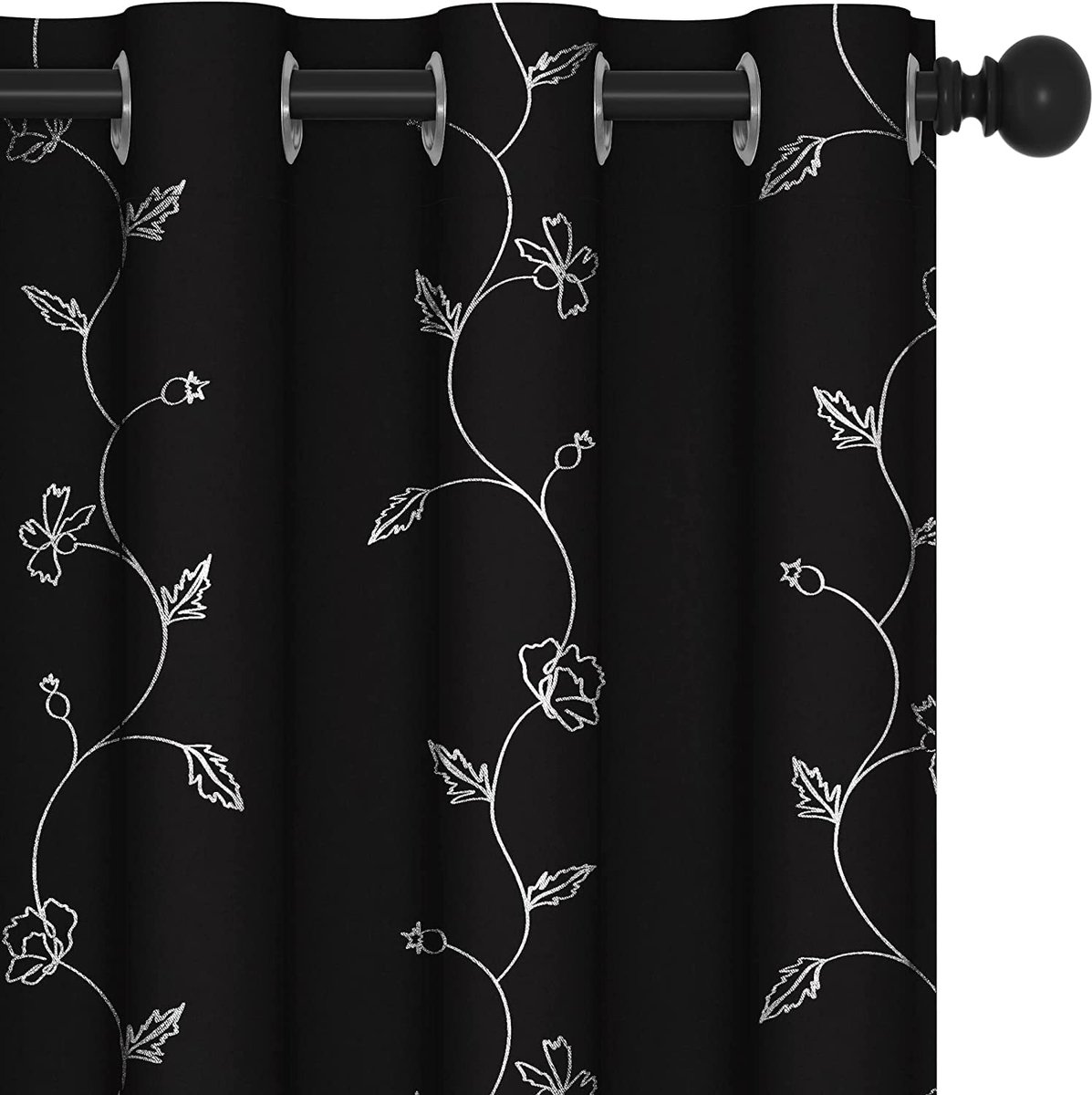 Ibenzoa Luxueuze Verduisteringsgordijnen met Thermische Isolatie en Geluidsbescherming voor Woonkamer, Set van 2 Zwart