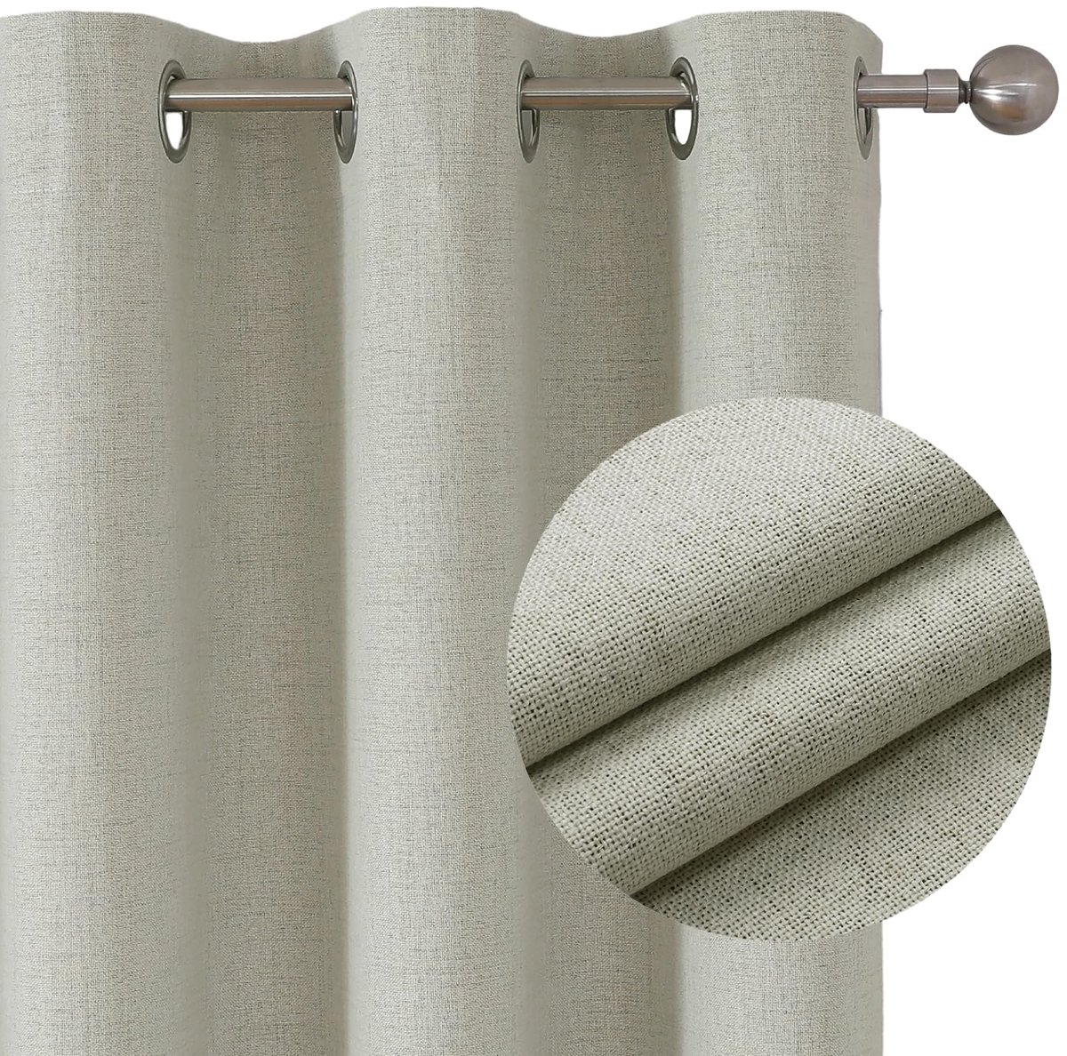Ibenzoa Volledig Verduisterende Thermogordijnen met Inslagringen voor Optimale Isolatie en Privacy lichtbeige