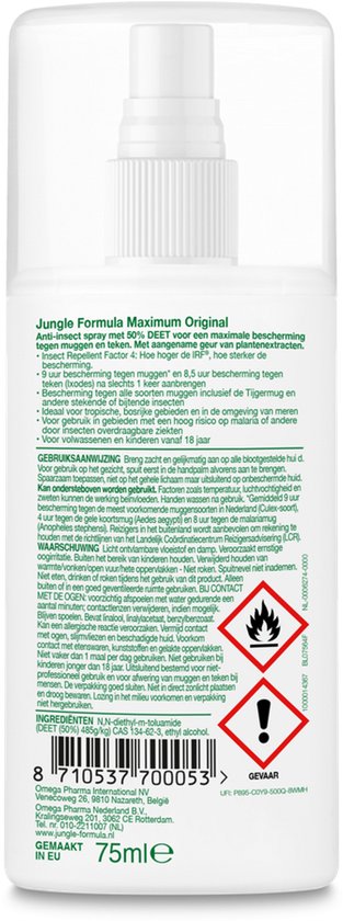 Jungle Formula Maxim Original - Muggenbescherming - 50% DEET - 75 ml