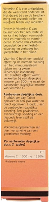 Roter Vitamine C 1000mg bruis - Hoge dosering vitamine C ter ondersteuning van je natuurlijke weerstand - 40 bruistabletten met abrikoos-sinaasappelsmaak