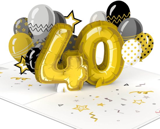 Carte Pop-up 3D Papercrush® pour un 40e anniversaire ou 40 ans de service ou 40 ans de mariage