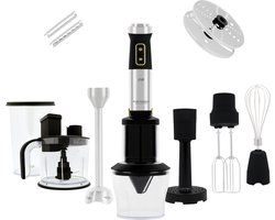 Staafmixer Set met Foodprocessor - Voor Soep, Smoothies en Baby Hapjes - Inclusief Maatbeker, Spiraalsnijder, Garde en Klopper - 1500W met 21 Snelheden - JAP ForceBlend F3