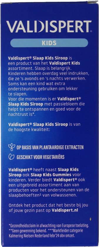 Valdispert Slaap Kids siroop - Passiebloem ontspant en is goed voor de nachtrust* - Geen gewenning** - Met sinaasappelsmaak - Kids vanaf 3 jaar - 150 ml