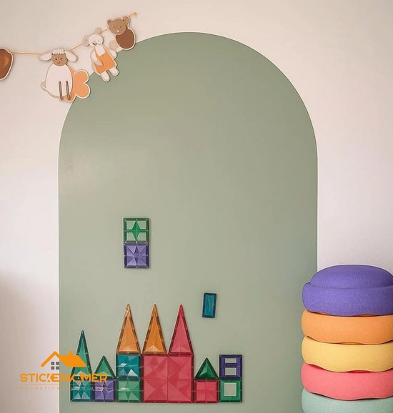 Stickerkamer® - Magneetsticker - Magnetische muurstickerboog - Sage Green - 75cmx110cm - Whiteboard - Montessori - Kado