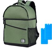 Brisby 4 Laags Geïsoleerde Koeltas Rugzak - 25 Liter - Met handige vakken voor Bestek en Essentials - Waterafstotend Materiaal - GROEN