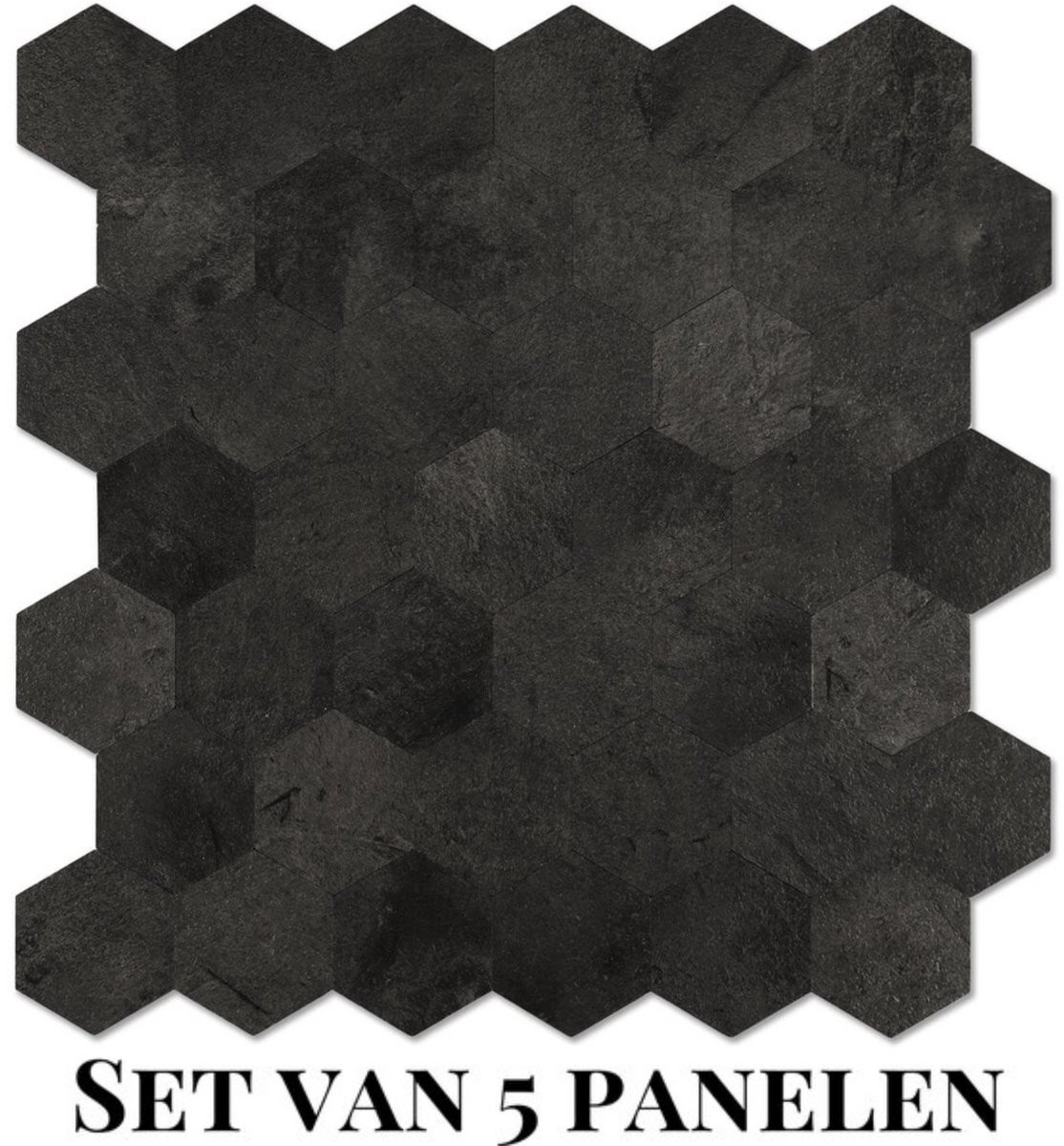 Wallways Wandpanelen - Plaktegels - Set van 5 Tegels - Tegelsticker - Zelfklevende Tegels - 4MM dik - Aluminium toplaag - Waterdicht - Krasbestendig - Hittebestendig - 3M Kleeflaag - Hexagon Antraciet
