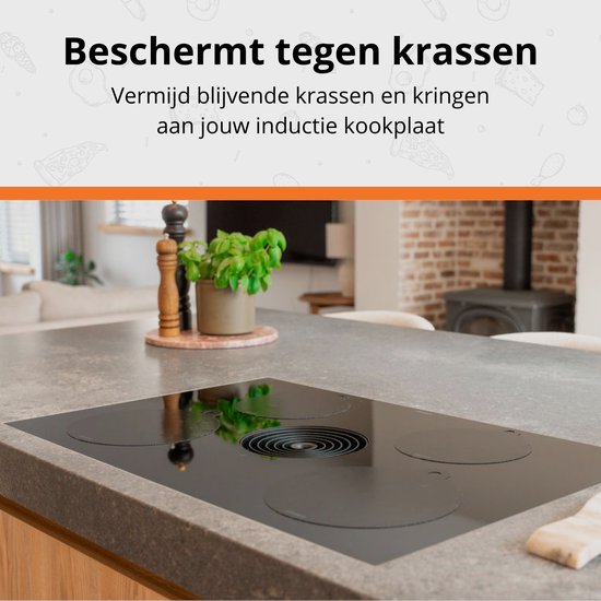 Louvera Inductie Beschermer Set – Hittebestendig tot 280 ºC – Panbeschermers - Afdekplaat voor Kookplaat - Inductie Mat Voor Elk Formaat - 4 stuks – Inductie mat – Onderzetter - Incl. E-book - Geschikt voor Booster Functie - Zwart