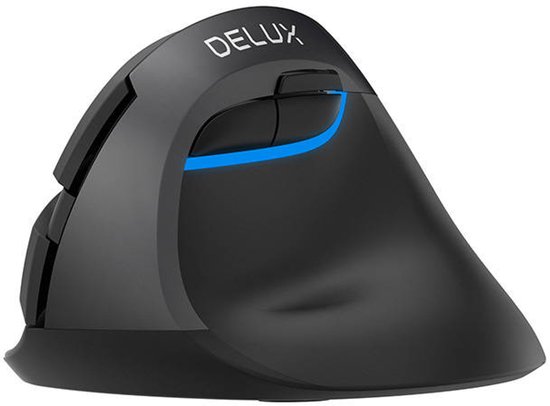 Delux M618M - RGB Ergonomische Muis – Draadloos (2.4ghz + Bluetooth) – Op Batterijen – Stille muis – Iron Gray - Anti-RSI muis - 4000 DPI - Rechtshandig