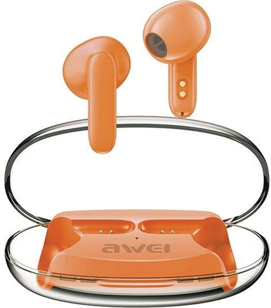 AWEI Bluetooth 5.3 T85 ENC TWS casque + station d'accueil orange/orange