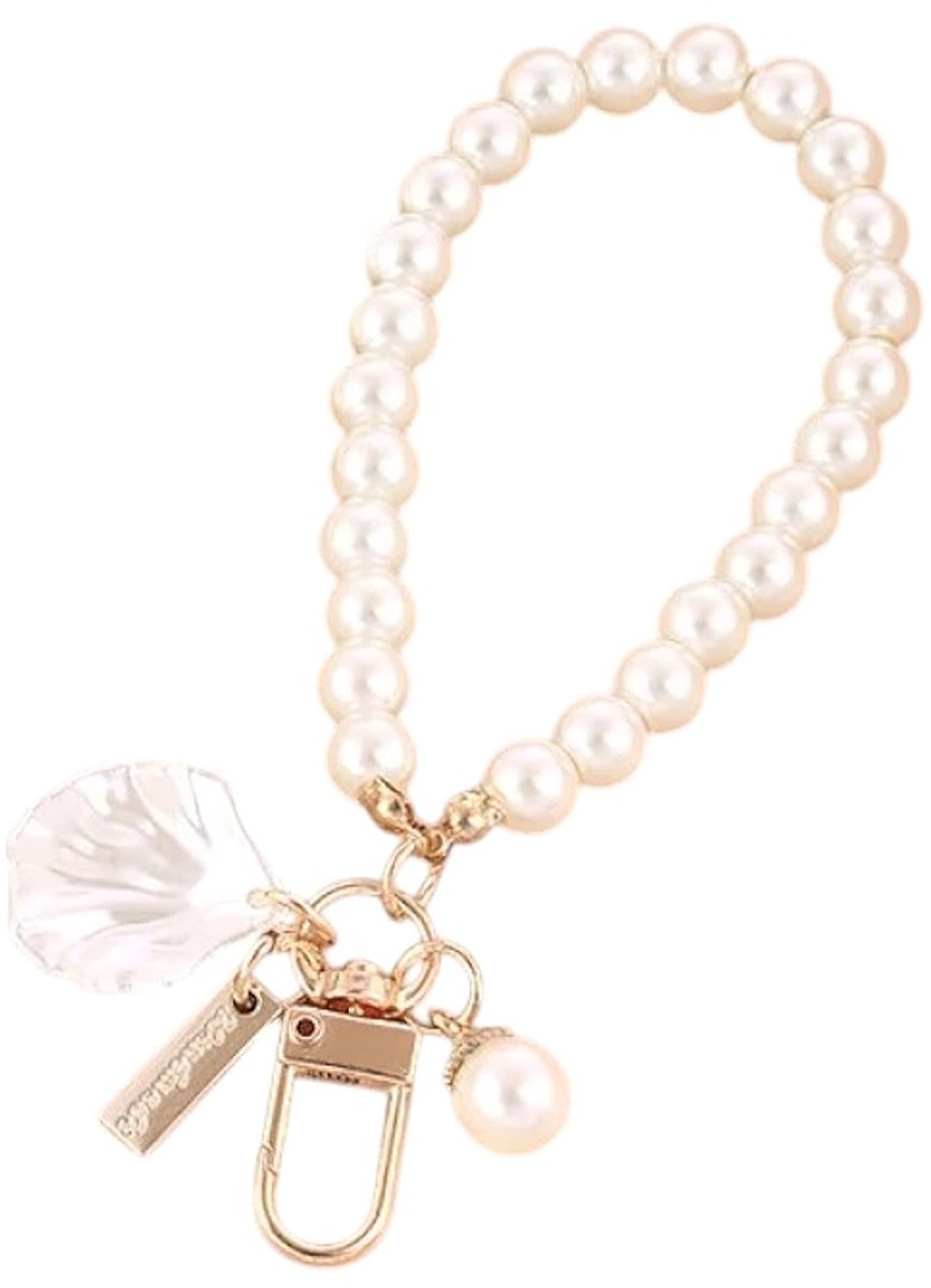 Tashanger - Parel Schelp | Kunststof/Bijoux | Sleutelhanger/Telefoonkoord | Fashion Favorite