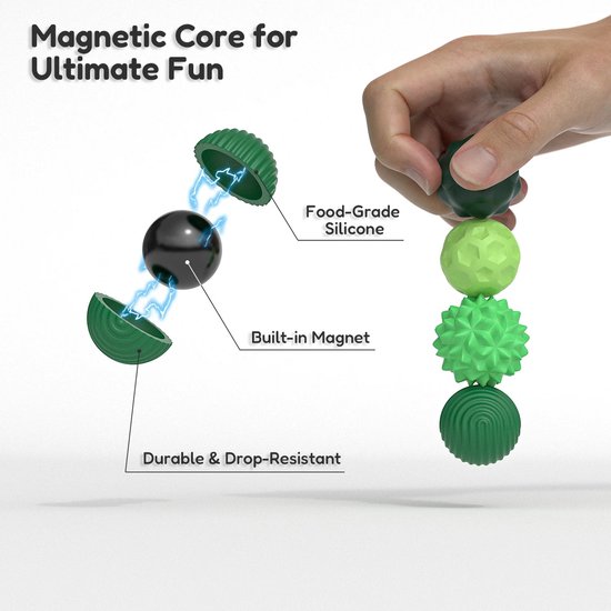 8 stuks magnetisch fidget-speelgoed, fidget-ballen, magneetspel, magnetische ballen, stressbal, siliconen sensorisch speelgoed, textuur, anti-stress ballen, sensorisch speelgoed voor ADHD, kinderen en