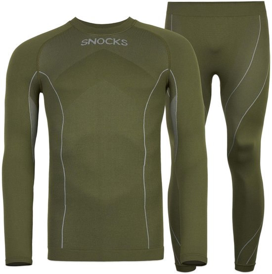 AMZSPORT Thermisch ondergoed voor heren, set warm compressieshirt, compressiebroek, ademend, functioneel ondergoed, winterondergoed, zwart, XL