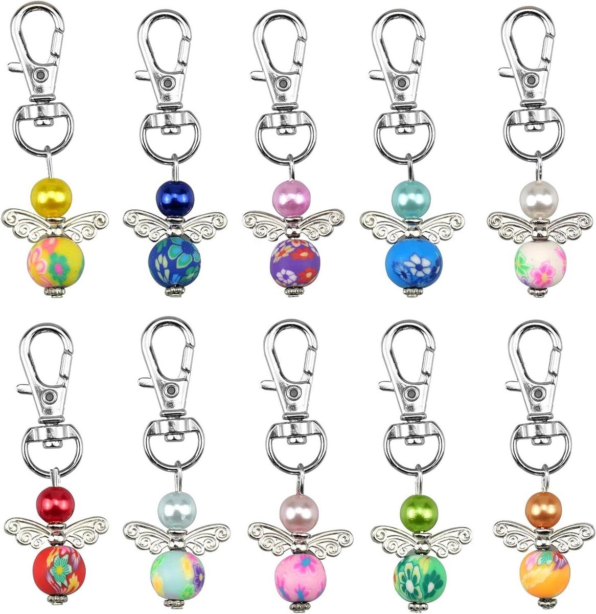 JGS Premium - 10 Stuks Beschermengel Hangsters - Mini Geschenken met Sleutelhangers - Parelengel Hangsters geschikt voor Bruiloft, Kerstcadeaus en Communie - Decoratieve Gastgeschenken