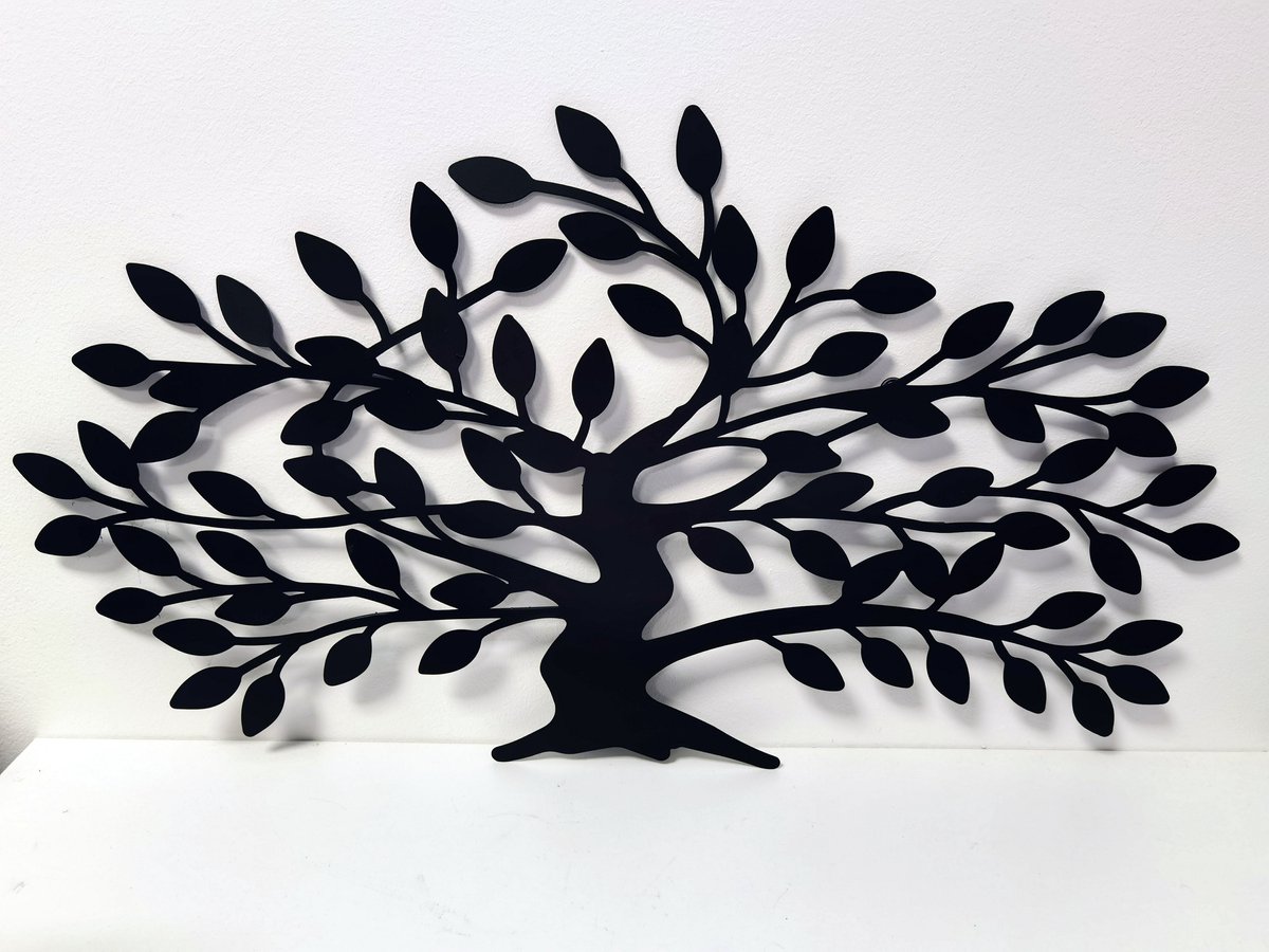 Wanddecoratie - Muur decoratie - 38 x 70 x 1 cm - Levensboom - Bruin - Metaal - 1427