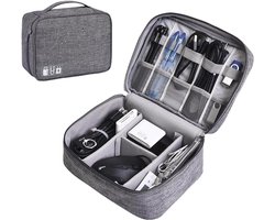 Allecto Premium - Reistas Cable Organizer - Elektronica Accessoires Opbergzak - Waterdichte Gadget Reistas voor USB Laders en Powerbank - Grijs