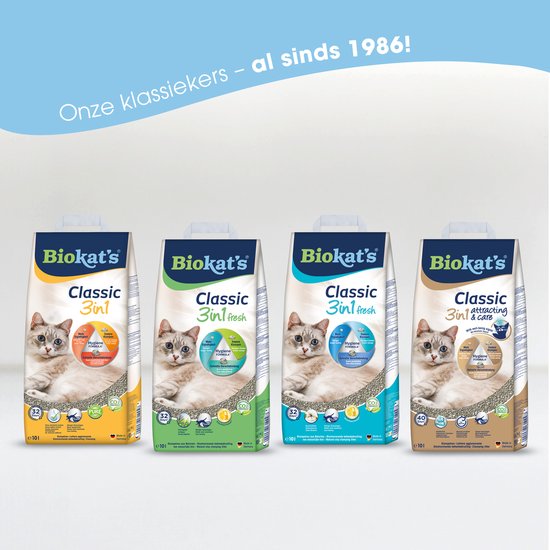 Biokat's Classic Fresh 3in1 - 18 L - Kattenbakvulling - Klontvormend - Lente geur