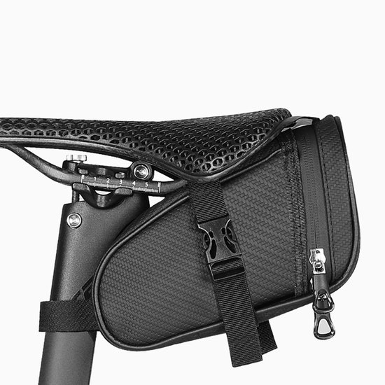 Waterdichte zadeltas – reflecterende strepen – zwart – 19.5x9x10.5 cm