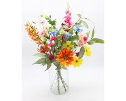Bloemenjunkie - Kunstbloemen - Zijden Bloemen - Boeket - Veldboeket - 70cm Hoog - 9 Stelen