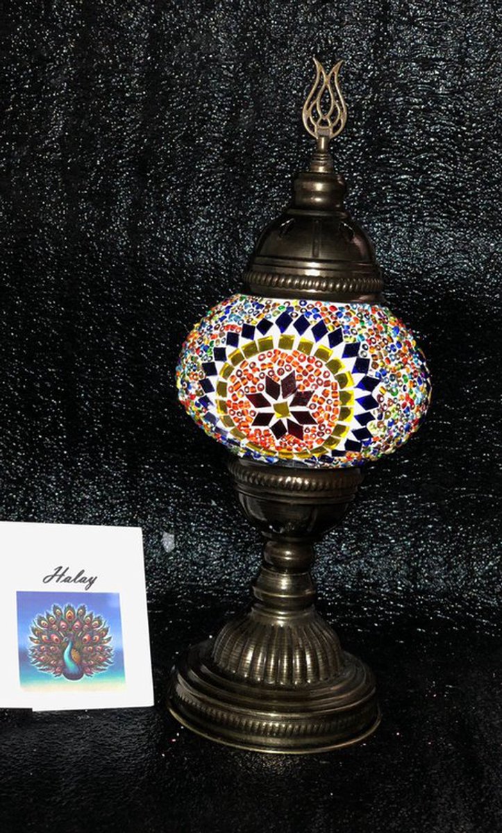 Turkse sfeerlamp - handgemaakt met mozaïek en parels - E14 LED inbegrepen - kleurrijk en uniek ontwerp - 100% veilig