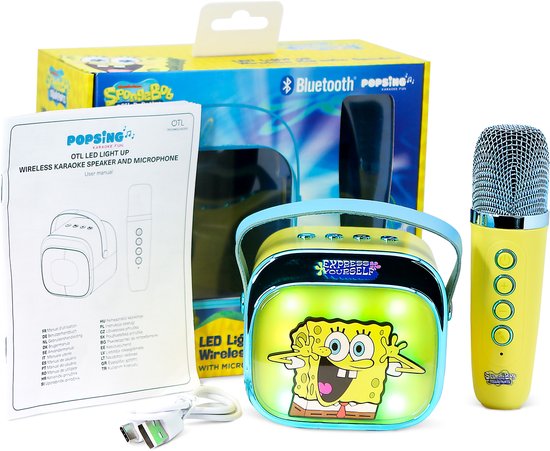 Haut-parleur de karaoké LED sans fil Sonic avec micro Bluetooth bleu