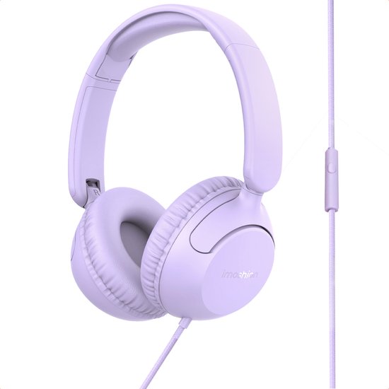 imoshion Kinder Koptelefoon met Draad - Met Decibelbegrenzer - Over-Ear Hoofdtelefoon - Lavender Lilac