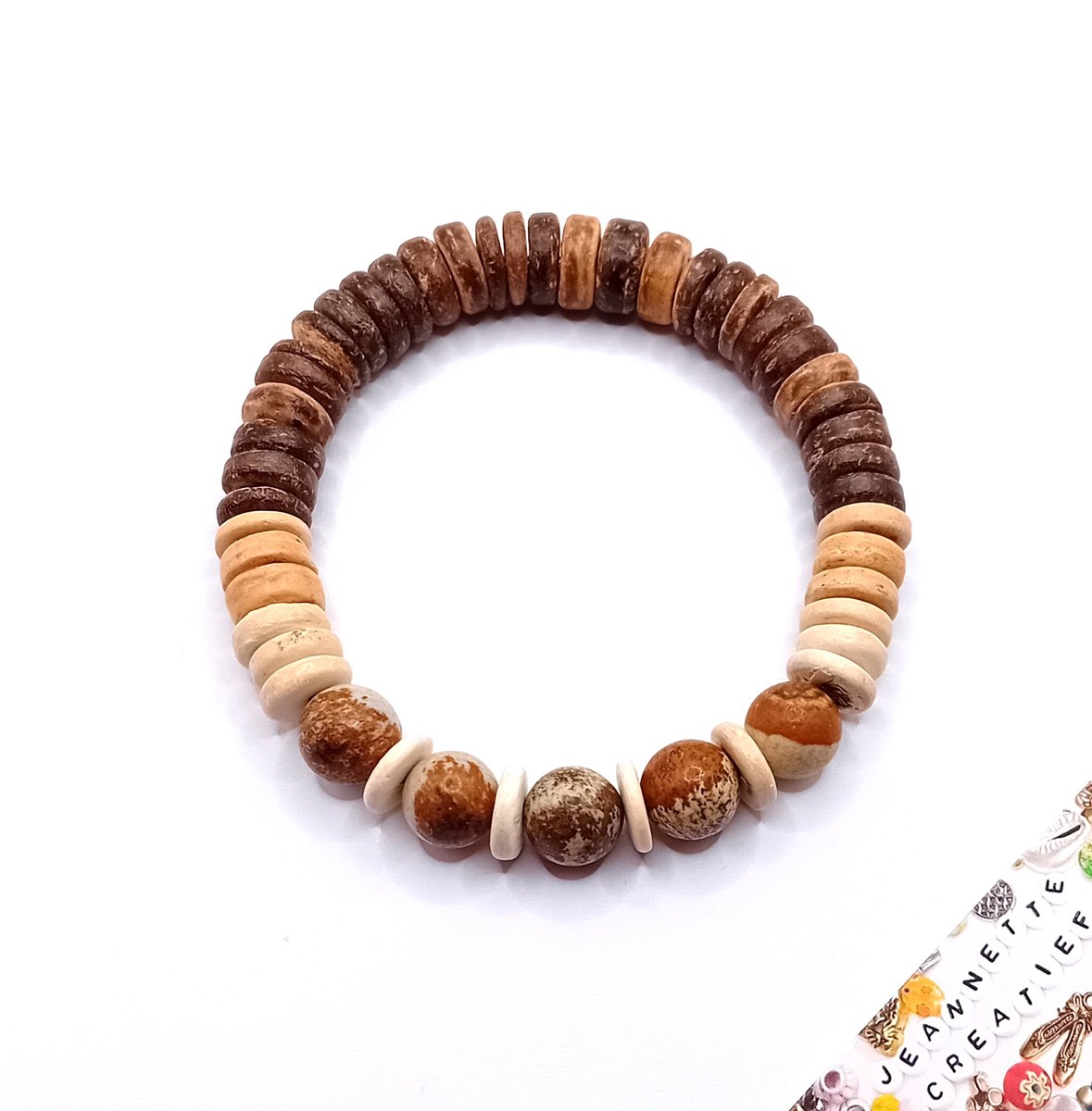 Jeannette-Creatief® - Surf - Surf & Sea - Armband - Kokos - Jaspis - Surfarmband - Herenarmband - Kokosarmband - Kokos armband - Vaderdag - Vaderdagcadeaus