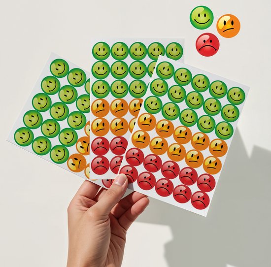 Grote Smiley Stickers - Beloningsstickers - Groen, Oranje, Rood | bol