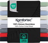 Bol.com Komfortec Jersey Stretch Hoeslaken 200x200 cm - 30cm Matrasdikte- Rondom Elastiek - 100% Katoen - Zwart aanbieding