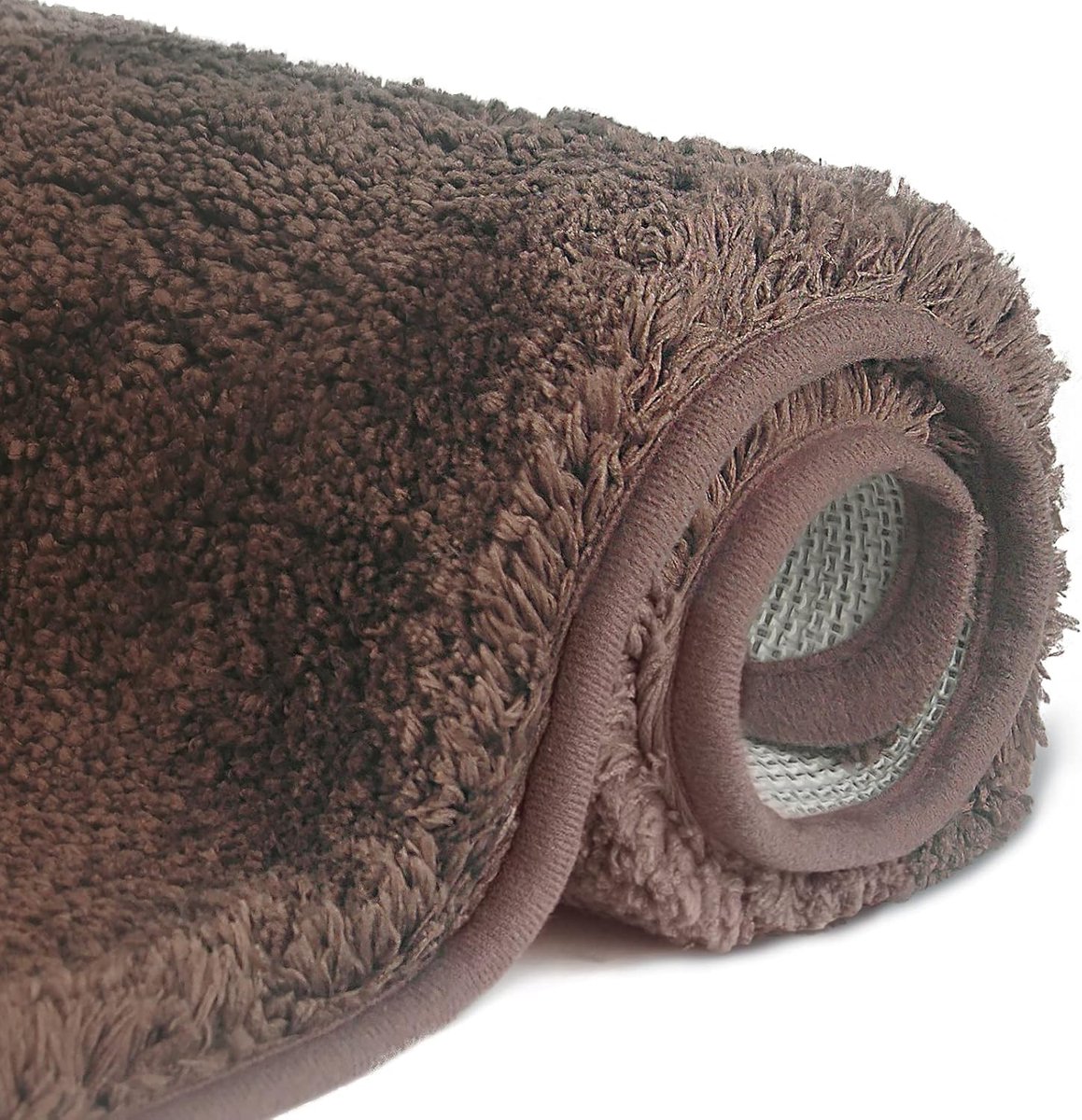 Famanu - Antislip, hoogpolige badmat, machinewasbare badmat met waterabsorberende, zachte microvezels, voor badkuip, douche en badkamer, 70 x 120 cm (Rechthoekig), Donkerbruin.