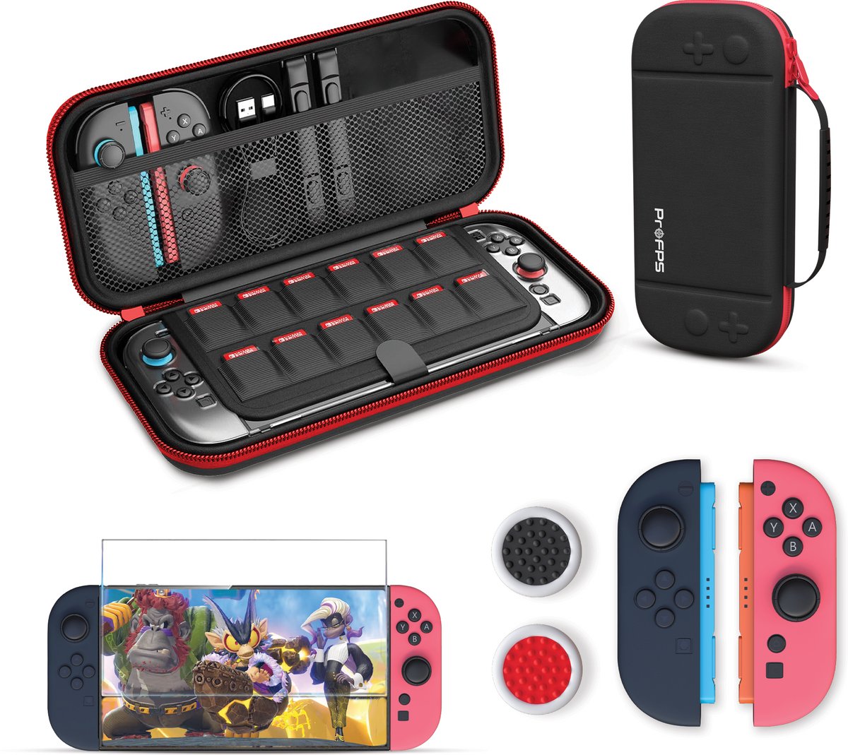 ProFPS Accessoireset voor Nintendo Switch 2 – Case, Grips & Screenprotector