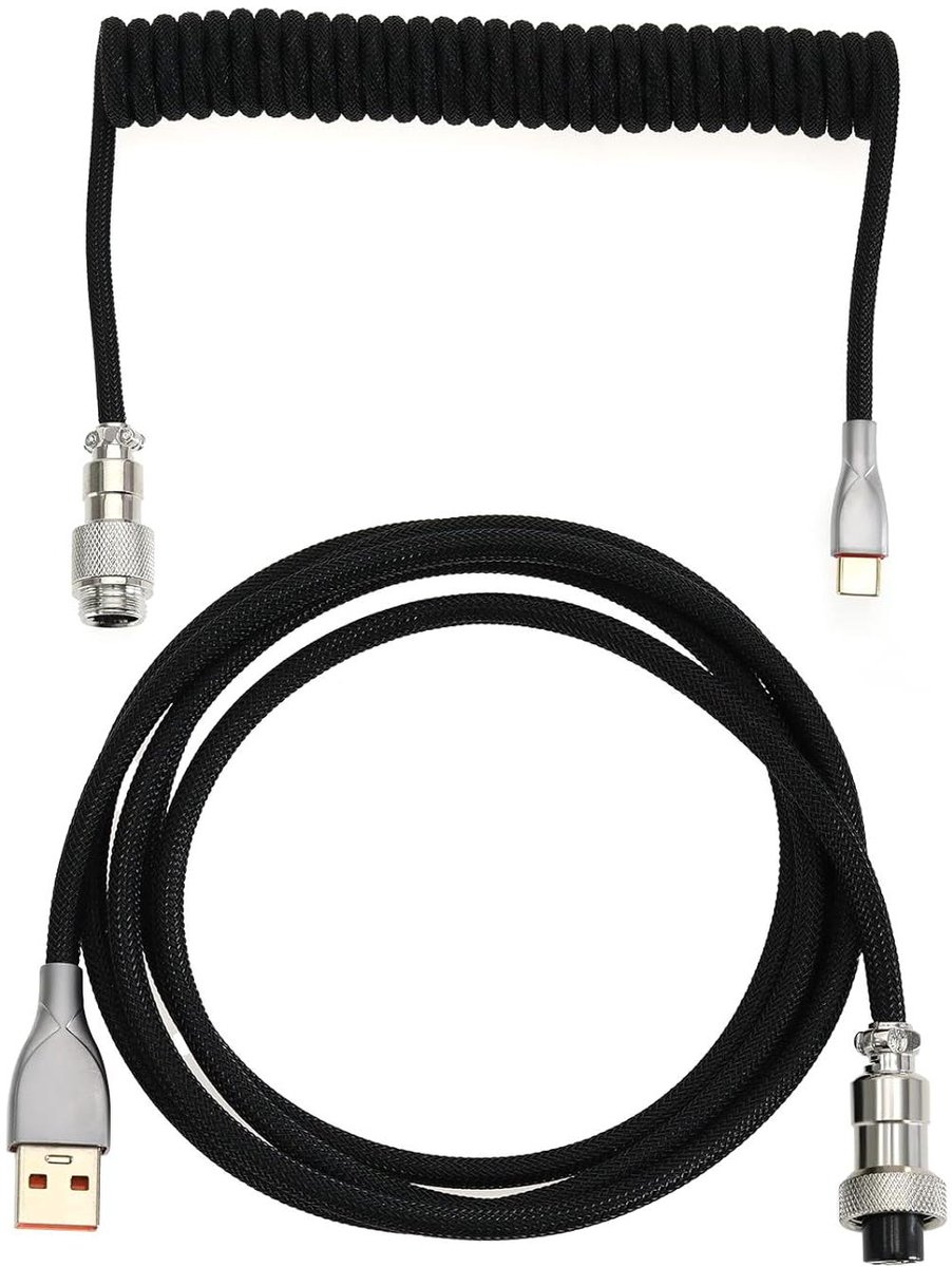 Image of JGS Premium - Gevlochten USB A naar USB C-kabel voor gaming toetsenbord - 150 cm - zwart