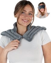 Chillaxy Pittenzak Nek en Schouder - Kersenpitkussen Magnetron - Pittenkussen - Warmtekussen Grijs - Incl Oogmasker