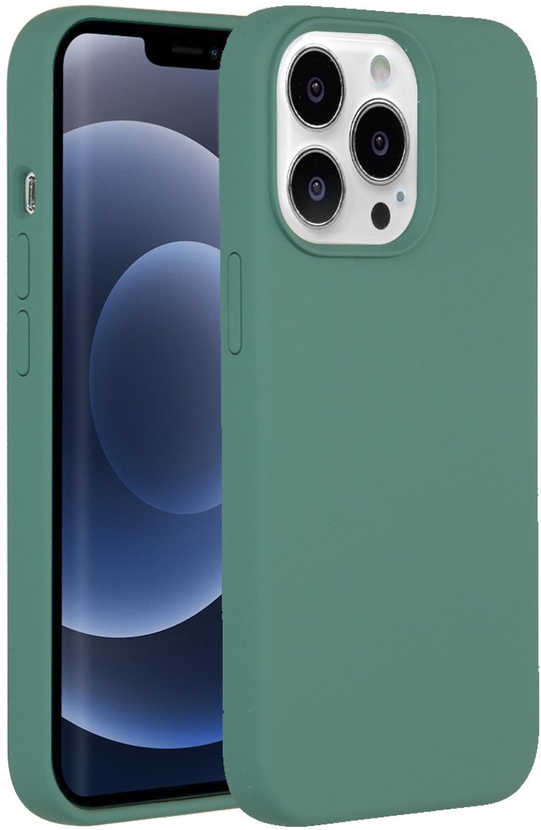 Accezz Liquid Silicone Backcover voor de iPhone 13 Pro hoesje - Donkergroen