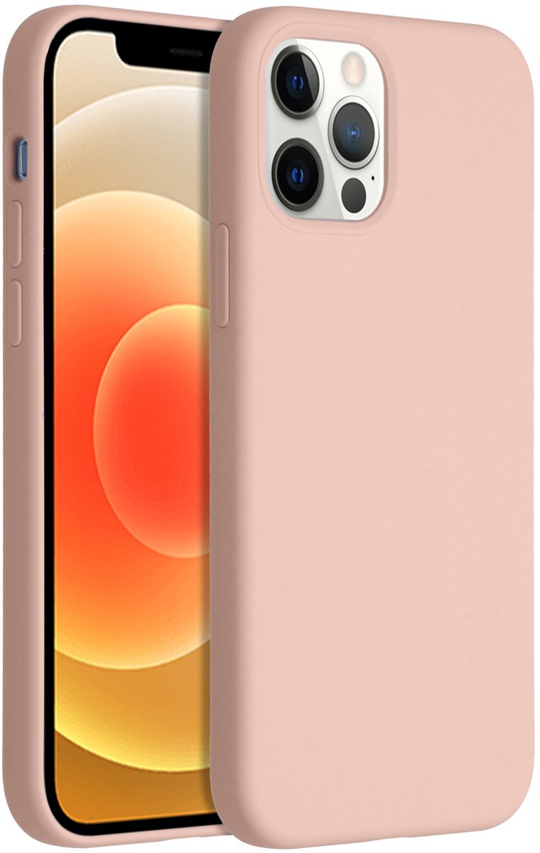 iPhone 12 Hoesje Siliconen - iPhone 12 Pro Hoesje - Accezz Liquid Silicone Backcover - Roze