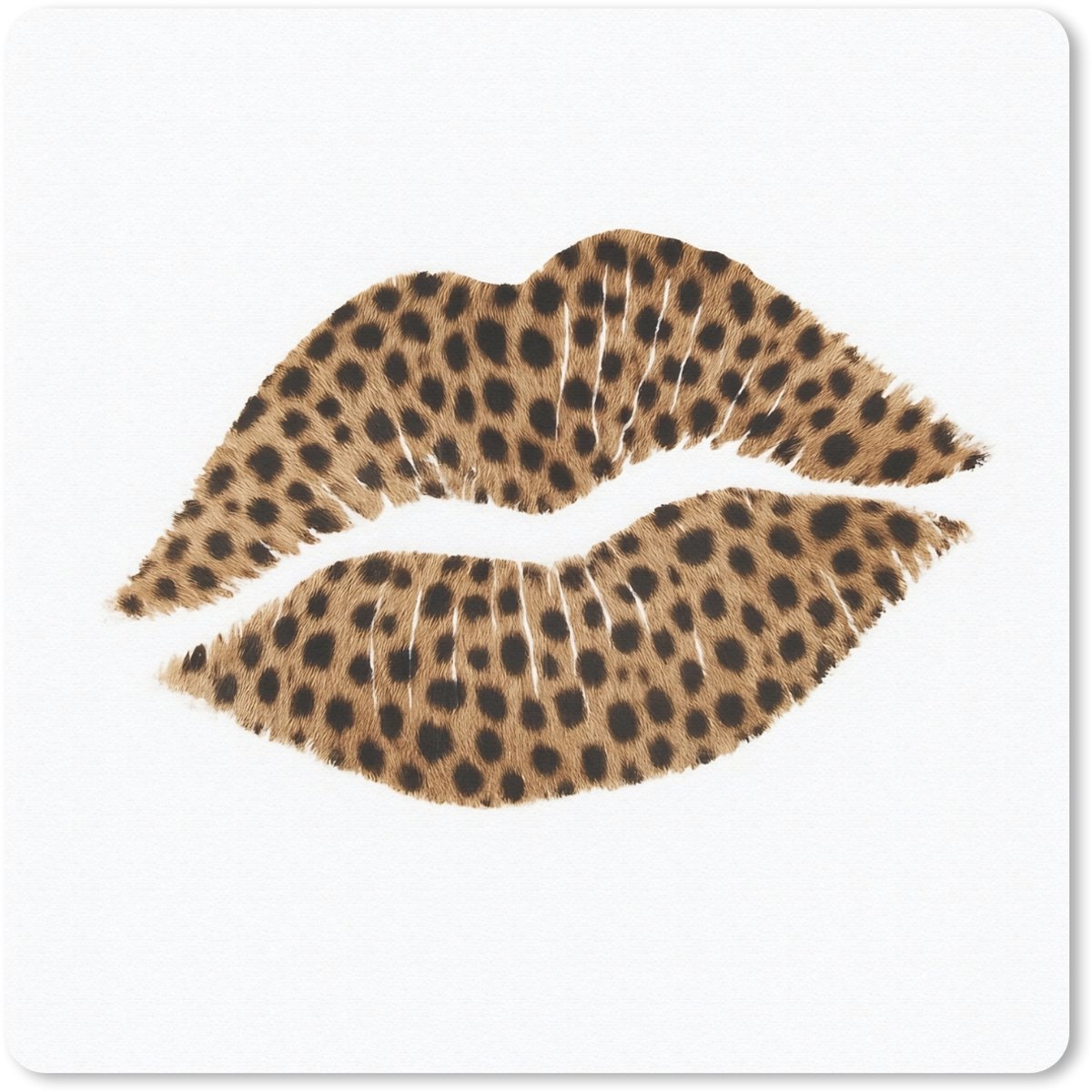 Muismat 30x30 cm - Mousepad Lip - Panterprint - Minimalistisch - Wit - Muismatten